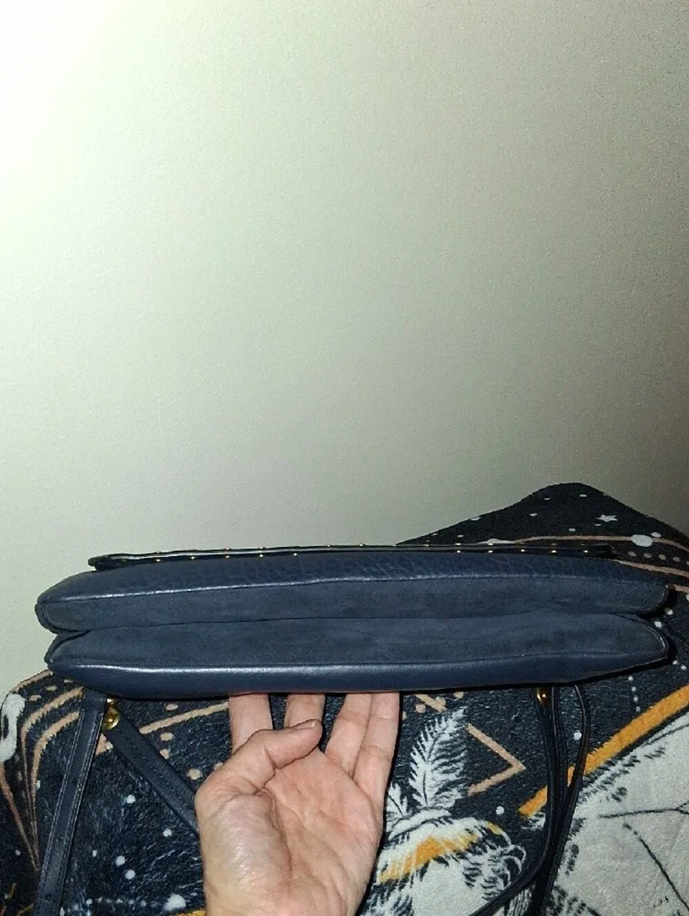 Coach Dreamer Navy Leather Shoulder Bag with Gold Hardware & Crossbody Strap